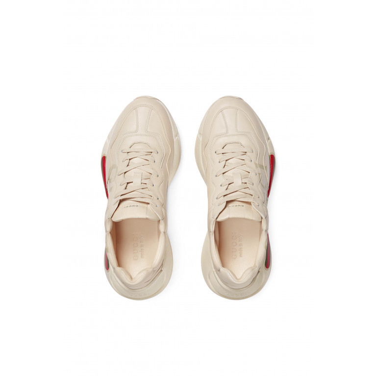 Gucci- Rhyton Logo Leather Sneakers Ivory