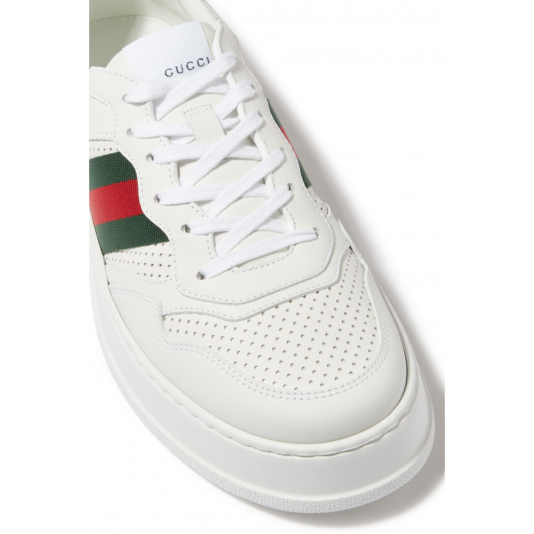 Gucci- Webbed Leather Sneakers White