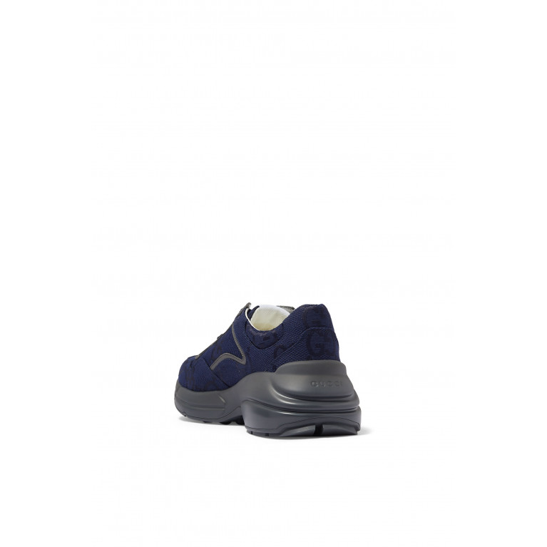 Gucci- Rhyton Canvas & Leather Sneakers Navy