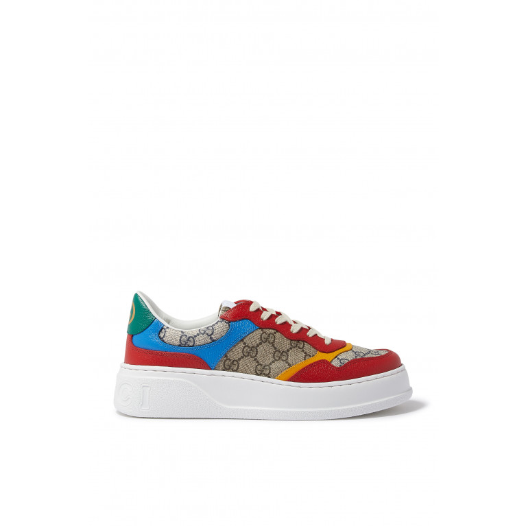 Gucci- GG Supreme Canvas and Leather Sneakers Multicolor
