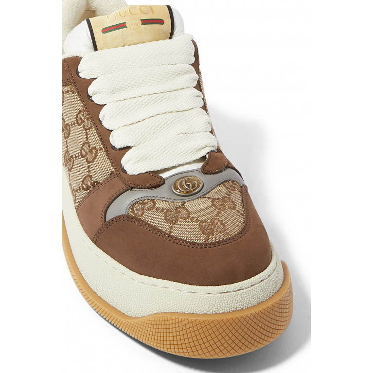 Gucci- Screener GG Suede & Canvas Sneakers Beige/Ebony