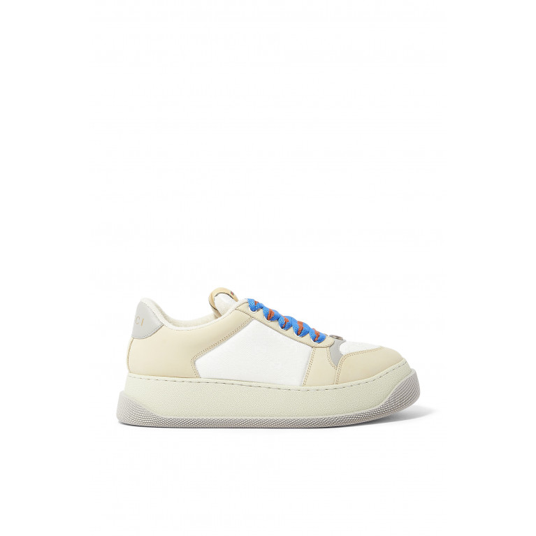 Gucci- Screener GG Leather & Canvas Sneakers White
