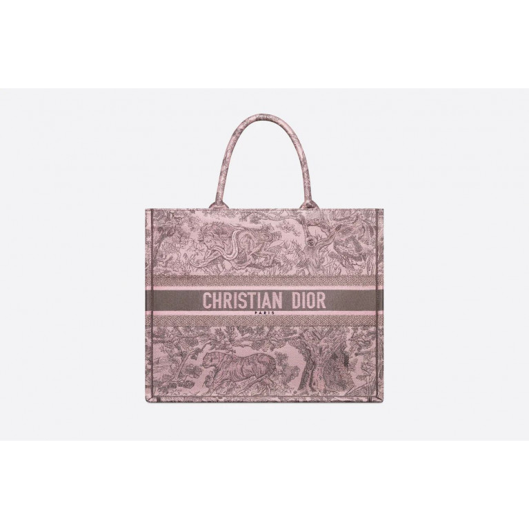 Сумка Dior Book Tote с вышивкой Toile de Jouy Sauvage Pink And Gray