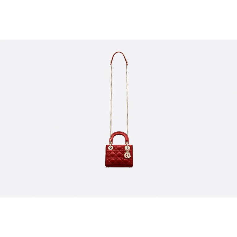 Сумка Lady Dior Mini с узором Cannage Cherry Red 