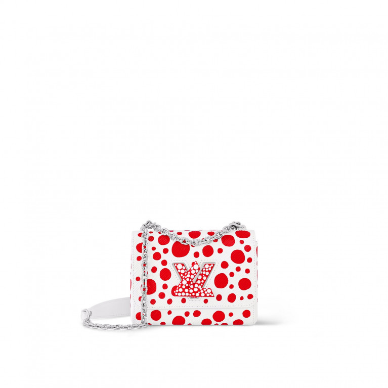 Сумка Louis Vuitton LV x YK Twist PM кожа Epi Infinity Dots Blanc / Red