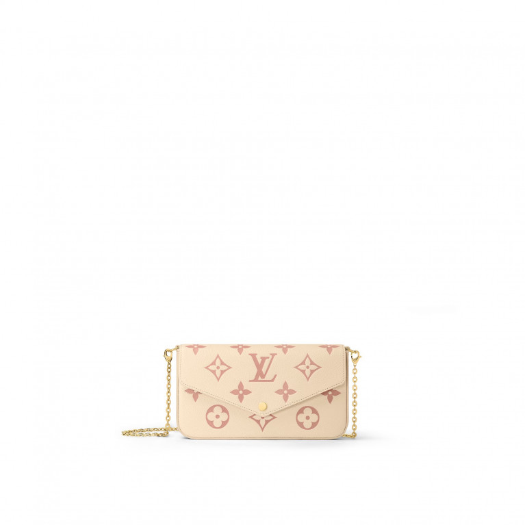 Сумка Louis Vuitton Pochette Felicie Bicolour Monogram Empreinte Creme / Rose Trianon