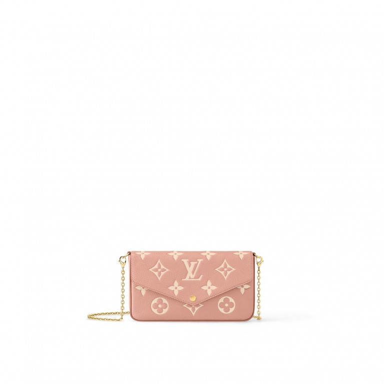 Сумка Louis Vuitton Pochette Felicie Bicolour Monogram Empreinte Rose Trianon / Creme 