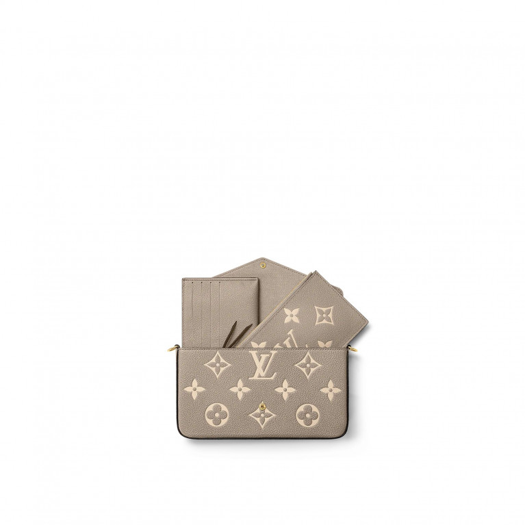 Сумка Louis Vuitton Pochette Felicie Bicolour Monogram Empreinte Tourterelle / Creme