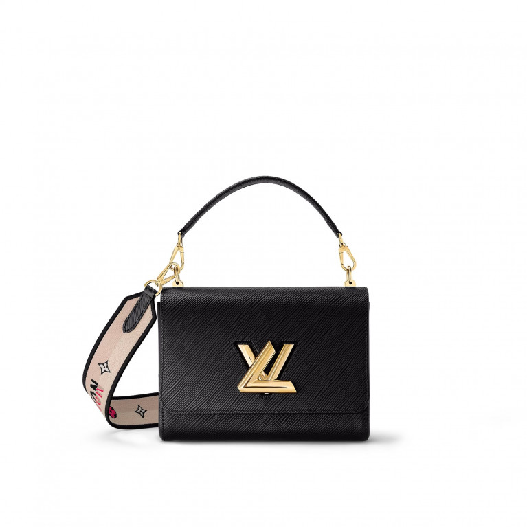 Сумка Louis Vuitton Twist MM кожа Epi Monogram Flowers Strap Black