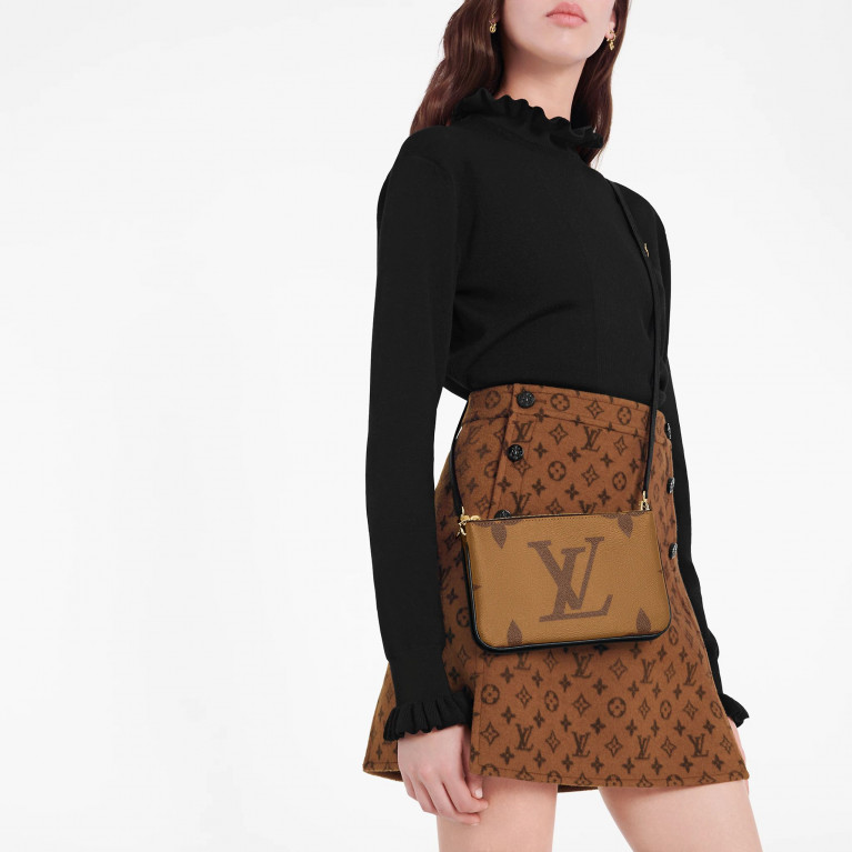 Клатч Louis Vuitton Double Zip Pochette канва Monogram Giant Reverse
