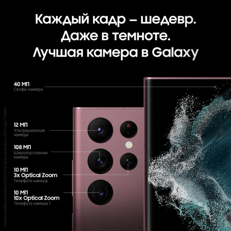 Смартфон Samsung Galaxy S22 Ultra 256GB Burgundy